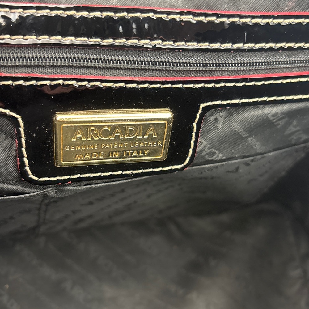 Arcadia Italian Patent Leather Black Satchel GUC - Picture 4 of 16